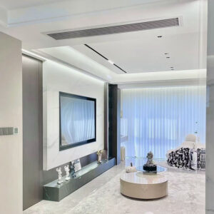 Quartz stone TV background wall and TV cabinet